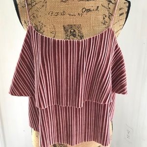 New Elodie Cropped Pleated Pink Cami Top Sz L